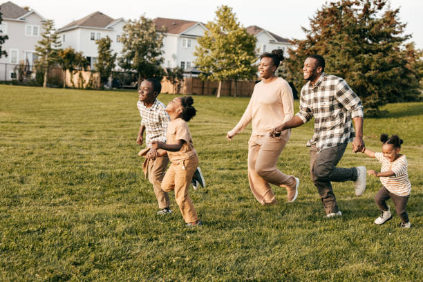 istock Parents and kids - running competition 1357554931