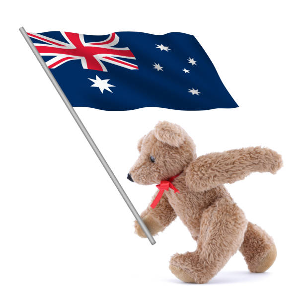 istock Australia flag being carried by a cute teddy bear 1357557450