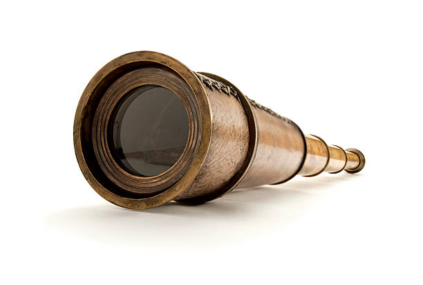 Spyglass. Antique spyglass, isolated on white. telescopic equipment stock pictures, royalty-free photos & images
