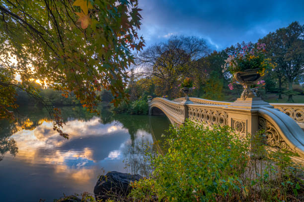 istock Bow bridge in autumn,early in morning 1357562555