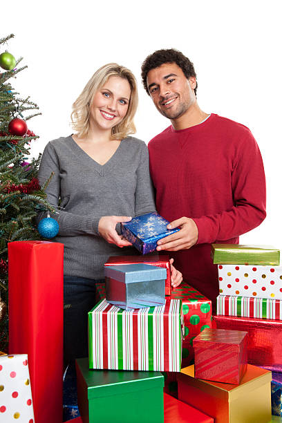 istock Happy Diverse Couple at Christmas 135756402