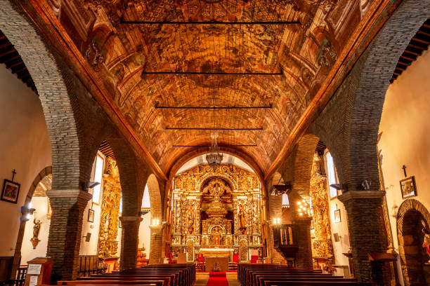 Interior view of the church of Santa Maria in the citadel of Bragança in Portugal stock photo