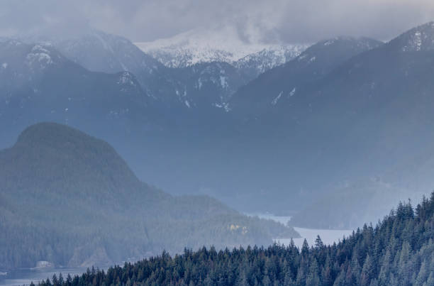 istock winter view of Burrard Inlet with mountains 1357568232