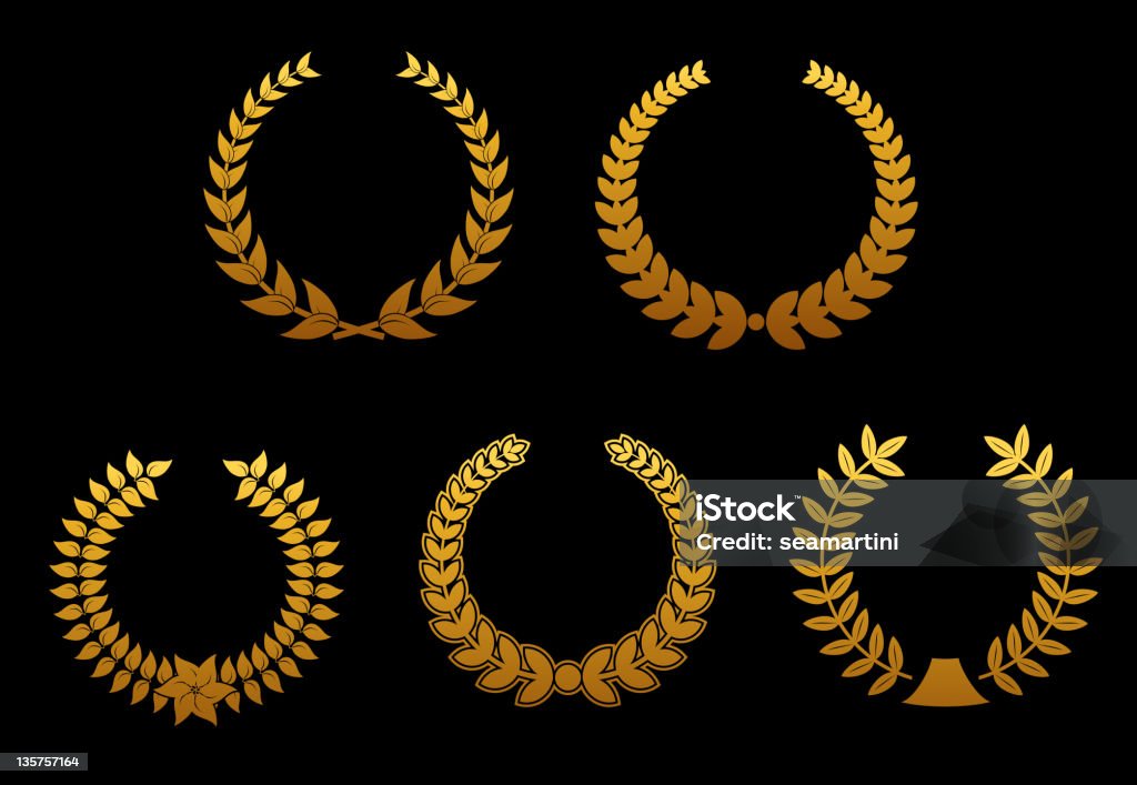 Złoty Wieniec wreaths - Grafika wektorowa royalty-free (Gniew)