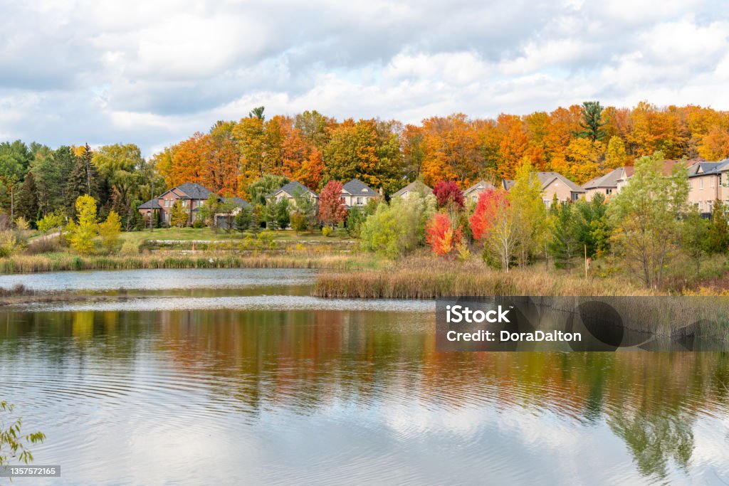Vellore Village and Kortright Centre for Conservation at Pine Village Dr., Woodbridge, Vaughan, Canada Vaughan, Canada. Autumn Stock Photo