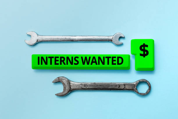 istock Handwriting text Interns Wanted. Concept meaning Looking for on the job trainee Part time Working student Compiling And Typing Online Research Materials, Sending Chat Messages 1357573109