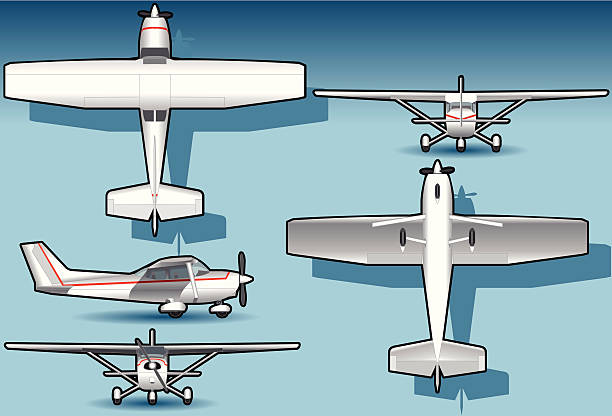 ilustraciones, imágenes clip art, dibujos animados e iconos de stock de isométricos blanco avión en cinco posiciones - sighting