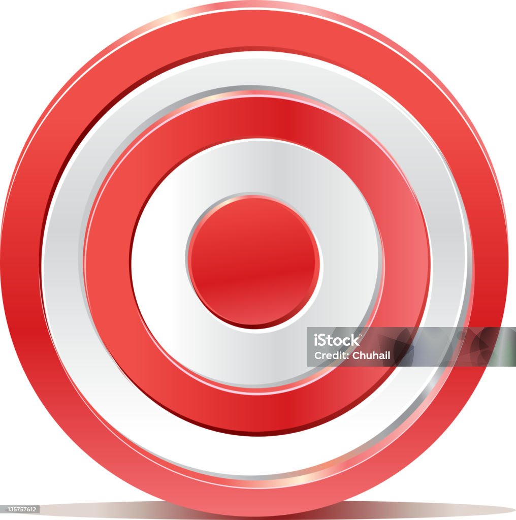 Rosso freccette bersaglio obiettivo su sfondo bianco - arte vettoriale royalty-free di Tiro al bersaglio
