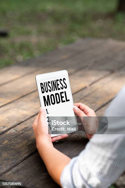 Text Sign Showing Business Model Word Written On Strategy That A Company Uses To Generate Revenue Or Profit Online Jobs And Working Remotely Connecting People Together Stock Photo - Download Image Now