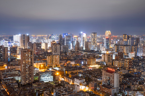 Chengdu night city skyline