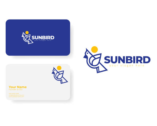 ilustraciones, imágenes clip art, dibujos animados e iconos de stock de logotipo de sun bird - aviary