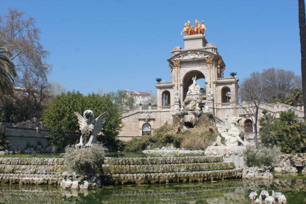 istock A park with statue and lake 1357595098