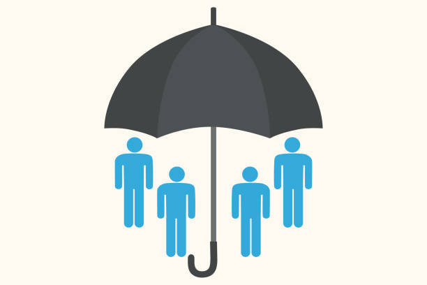 istock Life Insurance Concept With People Icons Under Umbrella 1357605209