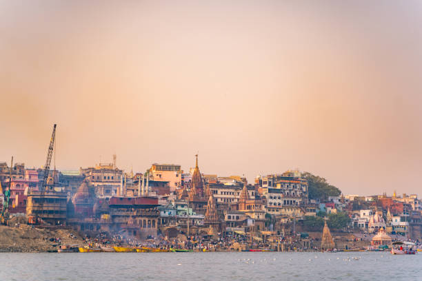 istock Ancient Varanasi city architecture at sunset 1357609369