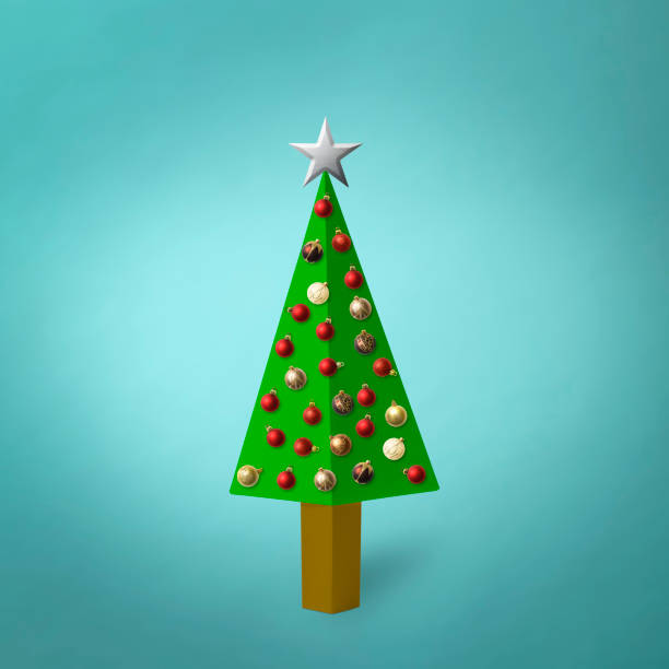 istock Christmas tree with Christmas Ornament on light blue background 1357609993