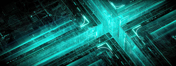 istock 3D rendering of cyberpunk AI. Circuit board. Technology background. Central Computer Processors CPU and GPU concept. Motherboard digital chip. Tech science background. 1357611337