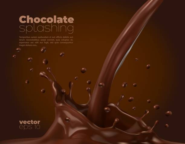 ilustrações de stock, clip art, desenhos animados e ícones de chocolate or cocoa milk flow with corona splash - chocolate backgrounds swirl pattern