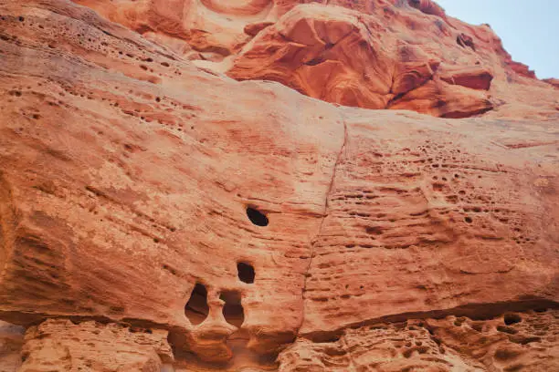 An image depicting beautiful stonewalls of Wadi rum desert.