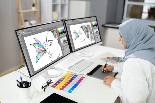 istock Professional Graphic Designer Woman Working 1357626248