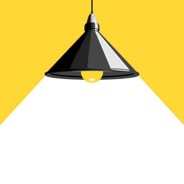 Pendant lamp with a ray of white light. Interior design element. Vector illustration Pendant lamp with a ray of white light. Interior design element. Vector illustration power cable illustrations stock illustrations