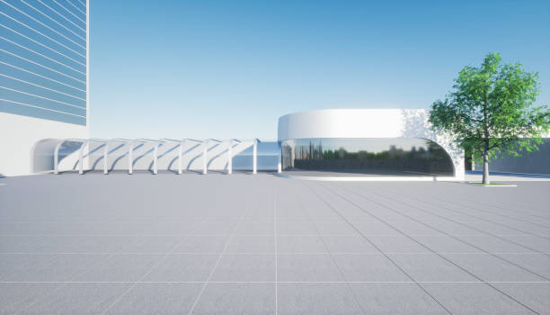 istock 3d rendering of empty space on concrete floor for product display background. 1357629276