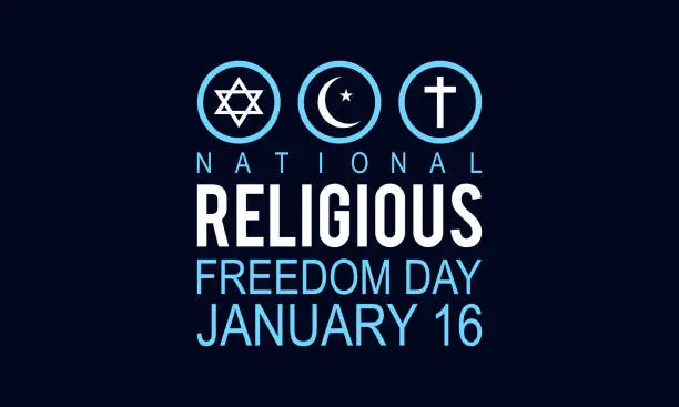 Vector illustration of National Religious Freedom Day vector illustration banner template. 16 January Religious concept.