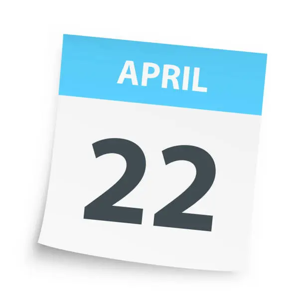 Vector illustration of April 22 - Daily Calendar on white background