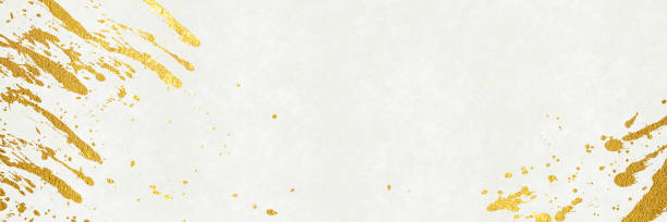 istock Background image of golden splash pattern on white Japanese paper 1357633036