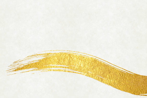 istock Background image of golden patterns on white Japanese paper 1357633051