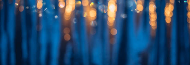 istock Defocused blue background with warm color bokeh lights 1357633086