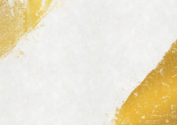 istock Background image of golden patterns on white Japanese paper 1357633128