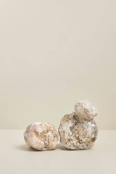 istock Nature scene with composition of beige and white stones 1357635444