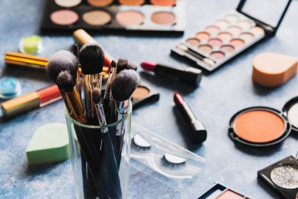 istock brushes for make-up table, where lies decorative cosmetics 1357638115