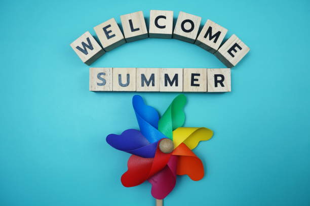 istock Welcome Summer  message alphabet letter on blue background 1357638343