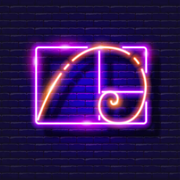 Golden ratio neon icon. Photo and video concept. Vector illustration for design, website, decoration, online store. Golden ratio neon icon. Photo and video concept. Vector illustration for design, website, decoration, online store natural pattern photos stock illustrations