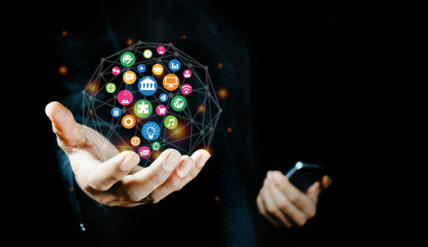 istock shopping cart with application software icons on mobile 1357641438