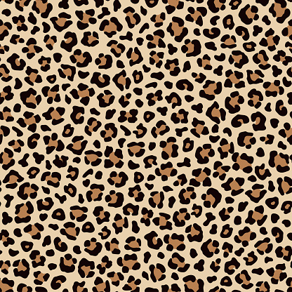Leopard beige brown spotty fur seamless pattern. Vector illustration