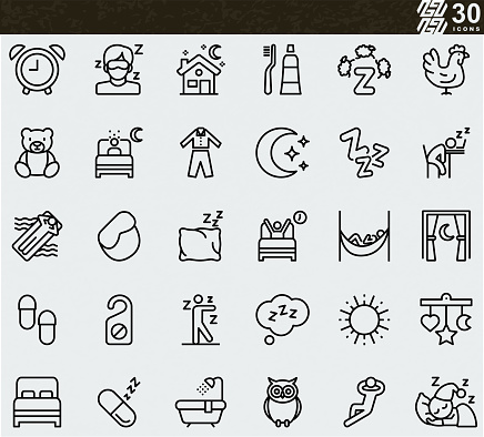 Sleep Well ,Nighttime Sleep , Sleeping , ZZZ Line Icons