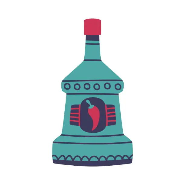 Vector illustration of Sangrita Bottle as Peppery Drink and Mexican Symbol Vector Illustration