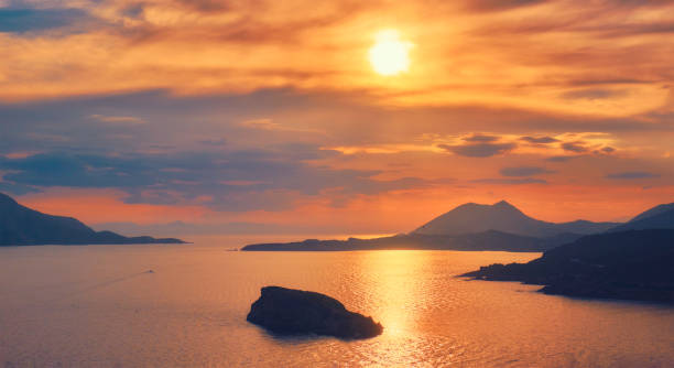 istock Aegean Sea with islands view on sunset 1357652398