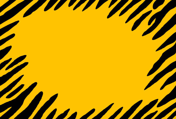 Tiger pattern postcard template "color" . There is a margin to make it easier to insert characters. tiger print stock illustrations