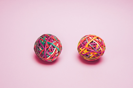 Colorful Rubber Band Ball, High Angle View