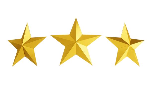 istock 3D Rendering Three Golden Star isolated on white 1357653867