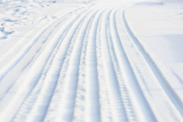 istock Ski track in the snow in the park 1357653982
