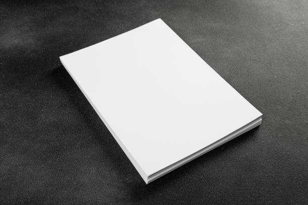 istock Blank flyer poster A4 paper isolated on dark gray to replace your design 1357655060