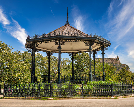 Bandstand in the Public Garden of the town of Guingamp in the Côtes-d'Armor, Brittany.