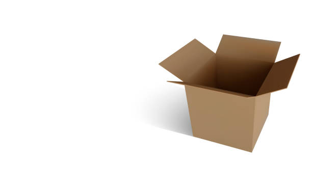 illustrazioni stock, clip art, cartoni animati e icone di tendenza di scatola di consegna marrone in cartone realistico con ombra isolata su sfondo bianco. apri la casella. illustrazione vettoriale - mailbox mail box open