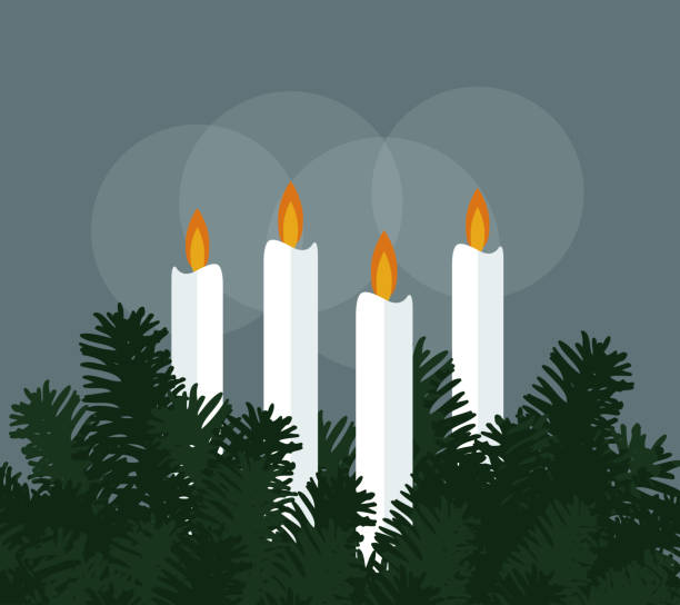 адвент венок - christmas candle advent holiday stock illustrations