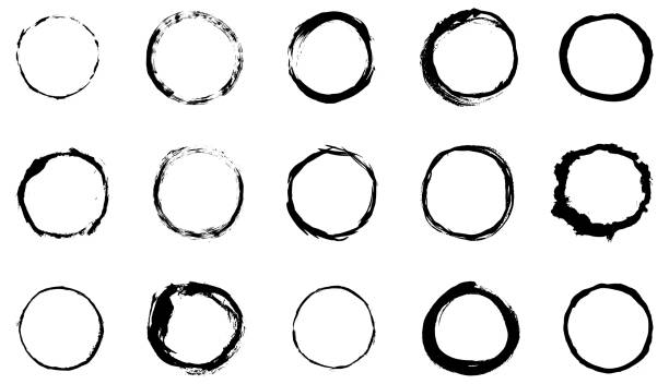 ilustrações de stock, clip art, desenhos animados e ícones de vector set of grunge circle brush vector illustration - postage mark