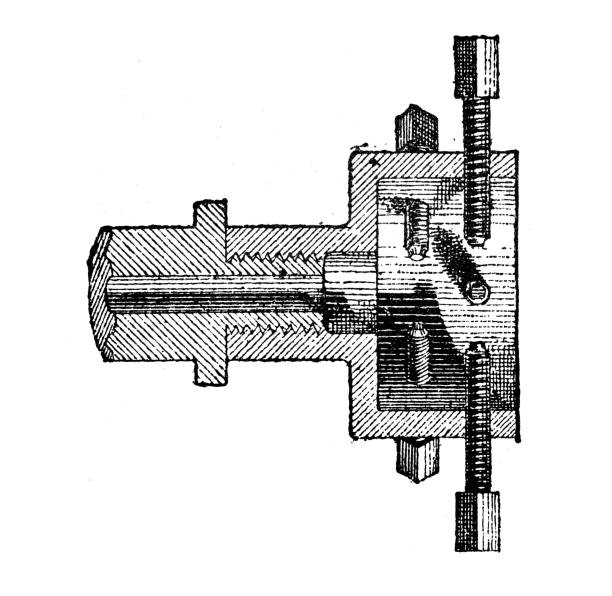 Antique illustration: Spindle chuck Antique illustration: Spindle chuck chuck drill part stock illustrations